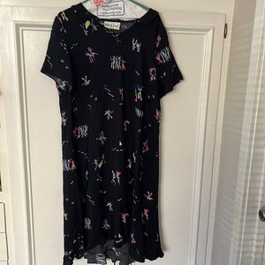 Vintage David Dart Mambo Cha Cha Cha rayon dress L ruffle collar perfect